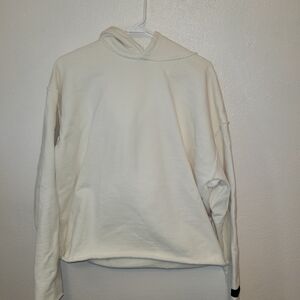 YOUNGLA Cream Cropped Hoodie Sweatshirt Oversized Size Small